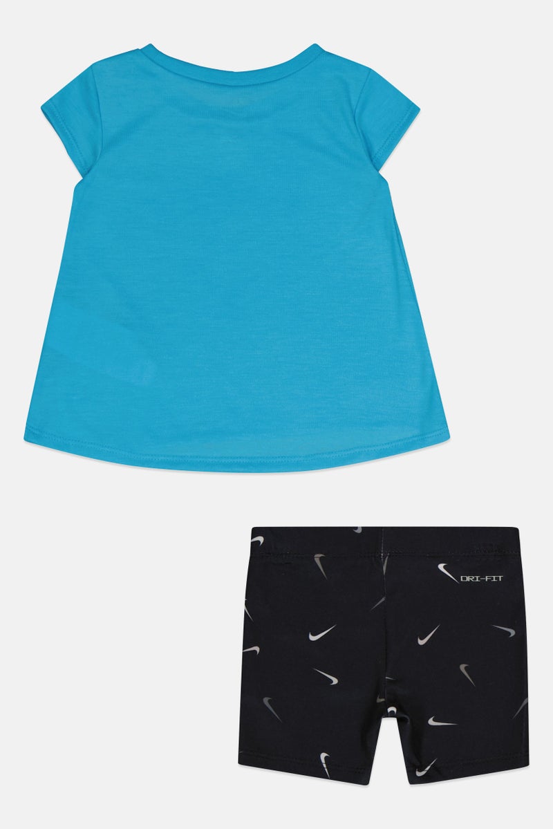 Nike Toddlers Girl 2 Piece Short Sleeve T-Shirt And Shorts Set, Multicolor - Image 3